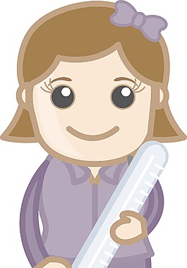 矢量女孩手持温度计