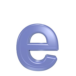 一个小写字母的字符集的蓝色玻璃