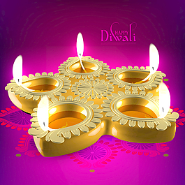 矢量排灯节的油灯