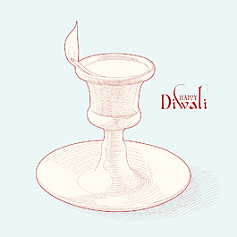 矢量排灯节的油灯