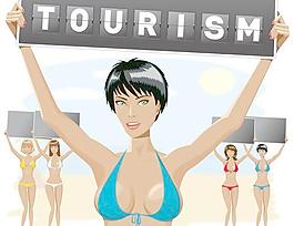 比基尼女孩矢量素材02