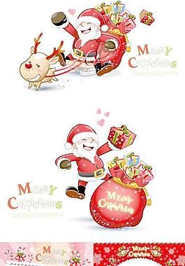 可爱的圣诞雪人和圣诞老人克劳斯03矢量素材