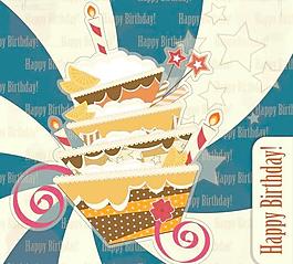 生日卡贴纸背景矢量素材03