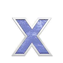 一个小写字母的字符集的蓝色玻璃铸造