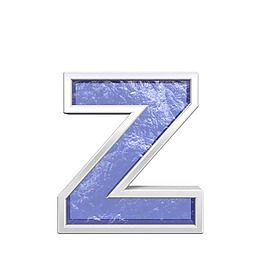 一个小写字母的字符集的蓝色玻璃铸造