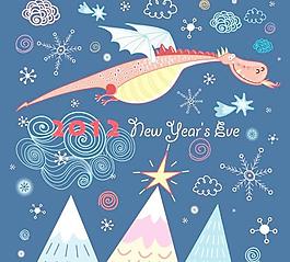 卡通恐龙插画背景矢量素材03