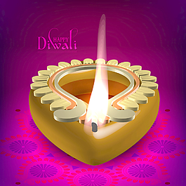 矢量排灯节的油灯