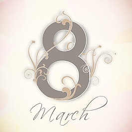 三八妇女节贺卡或海报与时尚的文本第八三月在时尚的背景设计