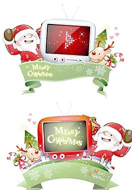 02矢量素材可爱的圣诞雪人和圣诞老人克劳斯