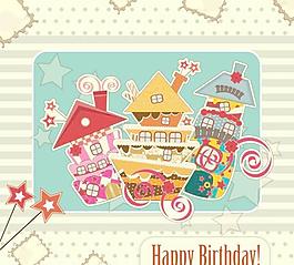 生日卡上粘贴背景矢量素材02