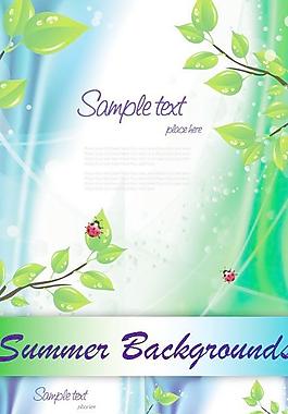 绿叶的绿色甲虫主题载体材料