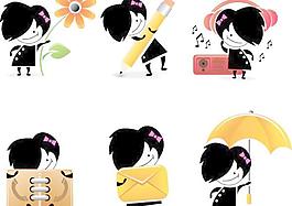 可爱的卡通图标矢量素材可爱