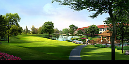 草坪绿地效果图