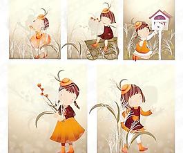 芦苇的主题iclickart四赛季韩国可爱女孩的相册