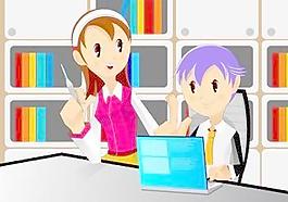 医学实验室和计算机向量