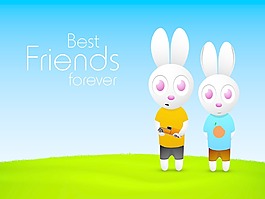 情人节快乐的背景有两个小兔子