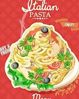 复古的意大利面食菜单覆盖向量05