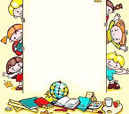 学校的孩子们可爱的卡通设计矢量图03