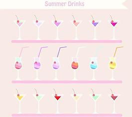 夏天喝可爱的设计向量