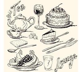图01食品复古插图矢量