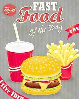 复古旧货快餐海报设计矢量图04