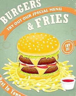 复古旧货快餐海报设计矢量图03