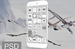 透明的iPhone手机PSD模板