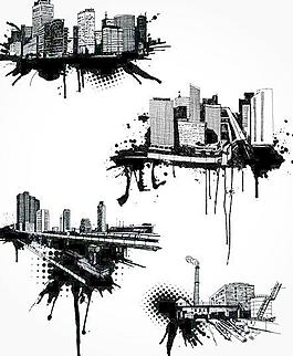 黑色的游乐场建筑设计矢量图02