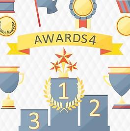 奖牌、奖杯元素矢量集01