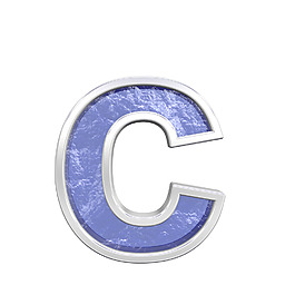 一个小写字母的字符集的蓝色玻璃铸造