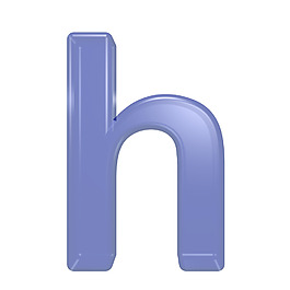 一个小写字母的字符集的蓝色玻璃