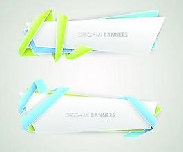 彩色丝带banner矢量05折纸