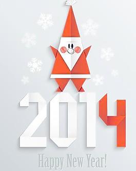 2014的圣诞节和新年贺卡矢量04折纸