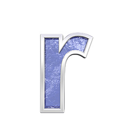 一个小写字母的字符集的蓝色玻璃铸造