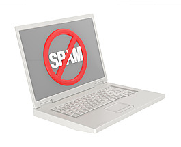 在笔记本电脑的屏幕没有垃圾邮件的标志