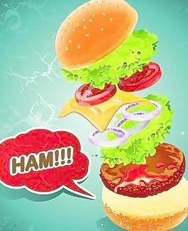 汉堡海报设计矢量图