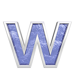 一个小写字母的字符集的蓝色玻璃铸造