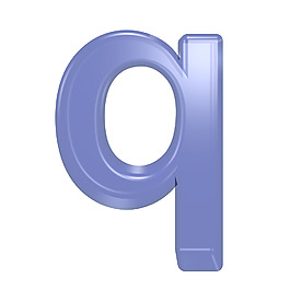 一个小写字母的字符集的蓝色玻璃