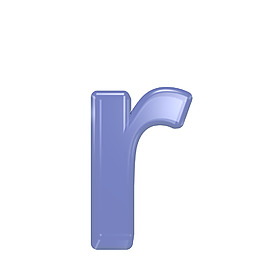 一个小写字母的字符集的蓝色玻璃