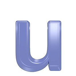 一个小写字母的字符集的蓝色玻璃