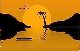 日落水场景剪贴画