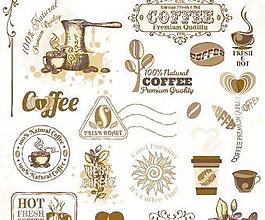 复古的标签和贴纸咖啡矢量04