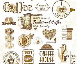 复古的标签和贴纸咖啡矢量01