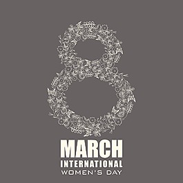 三八妇女节贺卡或海报与时尚的文本第八三月在灰色的背景设计