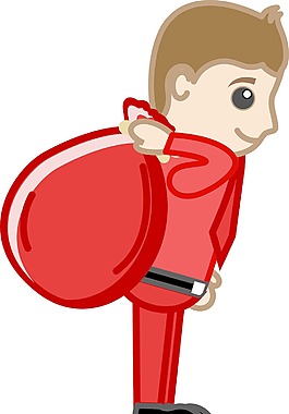 圣诞礼品袋-矢量字符的卡通插画