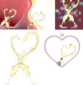 心脏形香槟设计矢量