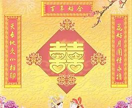 结婚双囍背景 下载