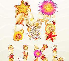 海洋元素字母矢量集03