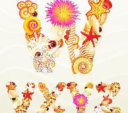 海洋元素字母矢量集05