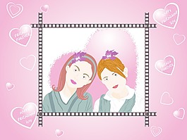 美丽的插图两女friend_3